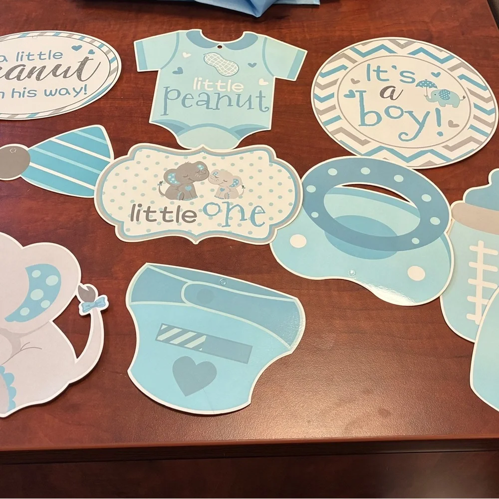 Blue Baby Shower Banner and pendants